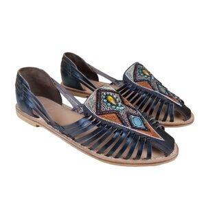 CL by Laundry “Nandi” Leather Huarache Slip-On Flats Sz 7.5 — NWOT